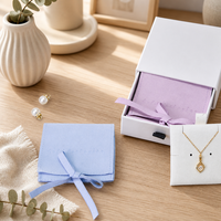 Sac de rangement de luxe ZXF pour bijoux : boucles d'oreilles, bagues, pendentifs, bracelets, colliers – Sac portable en velours avec ruban