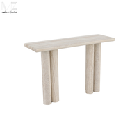 Console moderne en fibre de verre avec surface en travertin imitation pierre, meuble de décoration intérieure, console d'entrée