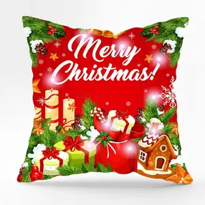 豪华圣诞枕套带发光二极管灯18x 18英寸圣诞灯枕套家居客厅卧室装饰品