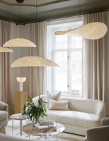 JYLIGHTING Suspension en soie Japandi Wabi Sabi, luminaire décoratif pour la maison, lampe suspendue en tissu de soie naturelle, luminaire de plafond pour loft