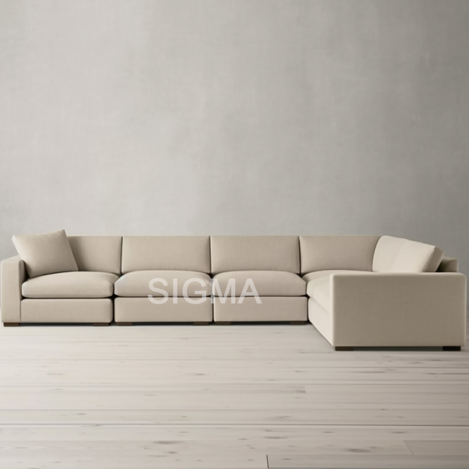 Modern Luxury Upholstered Oak Wooden Sofa Stylish Three Seater Home Living Room Furniture Sofa Set