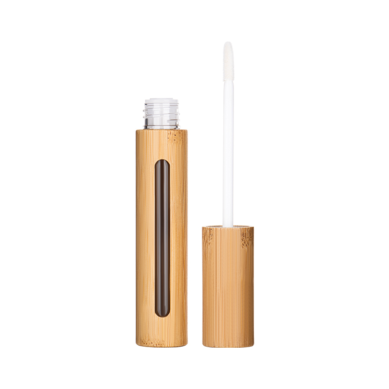 Nature Cosmetic Packaging Tube 5ml Bamboo Lip Gloss Tube 6ml Clear Lip Gloss Container With Bamboo Lid