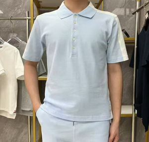 T-shirt slim fit pour homme avec logo de marque personnalisé, imprimé doré, style hip-hop, motif de personnage, tissu denim brodé, polo - Product Image 2