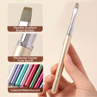 Ensemble de pinceaux à ongles personnalisables, manche en métal coloré, poils dégradés verts, pour la peinture d'ongles en salon professionnel