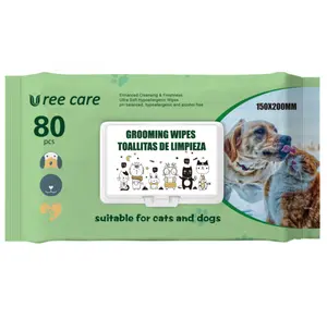 Lenços umedecidos OEM 80count para cães e gatos, lenços umedecidos ultramacios para animais de estimação, ideal para uso doméstico, mais vendidos