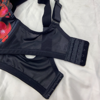 Soutien-gorge push-up en dentelle à couvrance totale, respirant, en maille, imprimé floral, avec larges bretelles réglables et maintien latéral, pour femme - Vente en gros