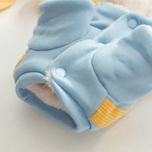 Pet Snowman Overalls Blue Yellow Cotton Coat Thickened Warm Four Legged <b>Clothes</b> For Small Dogs <b>Cats</b> Teddy Bichon Frise - Product Image 3