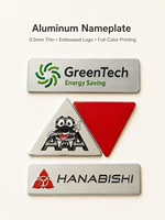 Plaque signalétique professionnelle en aluminium brossé mince, logo 3D en relief, badge personnalisable pour appareils électroménagers