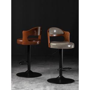 Taburete de Bar Zxm Simple y Cómodo de Cuero PU Negro, Silla Alta para Cocina, Sala de Estar, Hotel, Dormitorio, Escuela, Ajustable, de Madera Contrachapada - Product Image 6