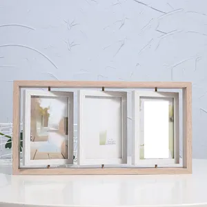 Vente en gros cadre photo connecté rotatif double face en bois créatif nordique 6 pouces