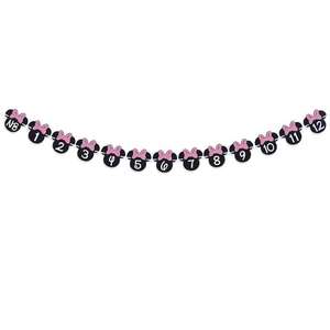 Minnie Bow thème 1er tissu gâteau Topper fête décoration fournitures ensembles paillettes papier bannière bruant - Product Image 6