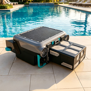 Couverture de piscine robotisée à énergie solaire avec logo personnalisable, écologique, sans fil, deux modes de nettoyage, protection de piscine au toucher doux - Product Image 1