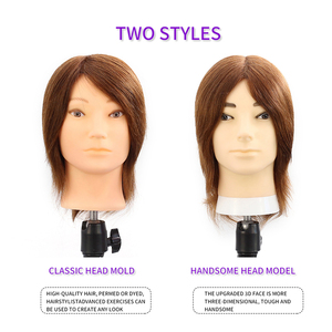 Tête de mannequin afro noire <span class=keywords><strong>avec</strong></span> cheveux humains indiens Remy épais et bruts pour la pratique de la coupe et du tressage, taille de tête 14 pouces - Product Image 1