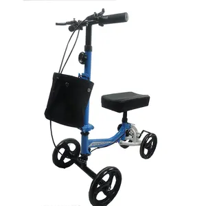 Kırık ayak dört tekerlekli diz yürüteci taşınabilir katlanır rollator scooter için siyah katlanabilir diz yürüteci diz Scooter