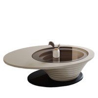 Mesa de Centro de Vidrio Ovalada, Estilo Moderno, Minimalista y de Lujo, para Salas de Estar Pequeñas
