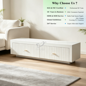 OKAY Furniture <strong>White</strong> Rectangle Coffee <strong>Table</strong> MDF With Painting Double Drawers Minimalist Coffee <strong>Table</strong> - Product Image 1