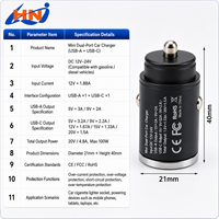 Adaptateur de voiture à charge rapide double port USB Type C 100W PD pour téléphone universel
