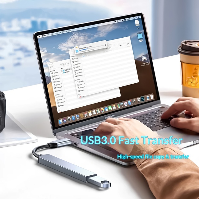 ODM U005 4-in-1 Metal USB 3.0 Hub with 1 USB 3.0 and 3 USB 2.0 Ports 5Gbps High-Speed Data Transfer in Stock