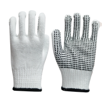 Gants pointillés de travail tricotés en coton bleu/noir/orange gants de sécurité gants de main à pois en PVC
