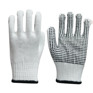Guantes punteados de trabajo de punto de algodón azul/negro/naranja guantes de seguridad guantes de mano de puntos de PVC - Product Image 6