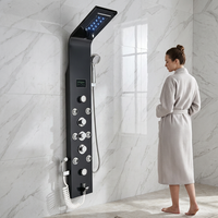 Panneau de douche de luxe moderne à LED intelligent avec affichage de la température, en céramique, avec jets dorsaux SPA pour massage, idéal pour hôtels et maisons - Ventes Flash