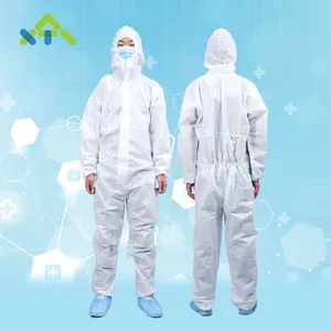 White Disposable Coverall Suit Isolation Clothes Prevent Asbestos Tubeless Type 5/6 Protective Cheap Disposable Coverall