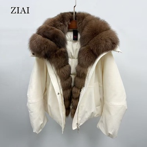 Veste d'hiver en duvet d'oie à <span class=keywords><strong>capuche</strong></span> en fourrure de renard naturelle de grande taille pour femmes, manteau chaud épaissi, <span class=keywords><strong>parka</strong></span> <span class=keywords><strong>imperméable</strong></span> - Product Image 3