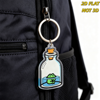 Porte-clés Grenouille dans une Bouteille, Adorable Anfie en Acrylique avec Design en Verre Bouchonné pour Clés, Sacs et Sacs à Dos