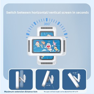 Penyangga Ponsel Anti Air Anti Embun dari Pabrik, Plastik, untuk Dinding Kamar Mandi, Putar 360 Derajat, Dudukan Ponsel Shower dengan Speaker Ganda - Product Image 4