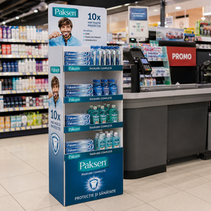 Freestanding Corrugated POP Floor Display for Mouthwash & Toothpaste, Custom Printed for Supermarket <b>Checkout</b> <b>Counters</b> - Product Image 2