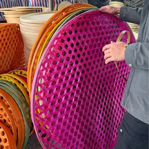 Bamboo Weaving Round Tray With Hexagonal Holes For Diy Painting And Writing Craft Art Decorative Use - Product Image 3