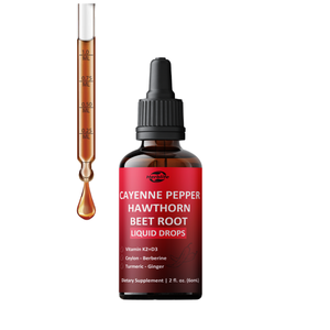 Gotas Líquidas de Pimienta de Cayena, Espino Blanco y Raíz de Remolacha de Marca Privada con Vitamina K2+D3, 2 fl. oz. oz. Suplemento Dietético para el Apoyo de la Salud del Corazón - Product Image 1