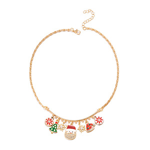 Collar de Aleación con Cuentas Múltiples, Diseño Navideño Transfronterizo, con Diamantes, Árbol de Navidad, Papá Noel y Copos de Nieve - Product Image 6