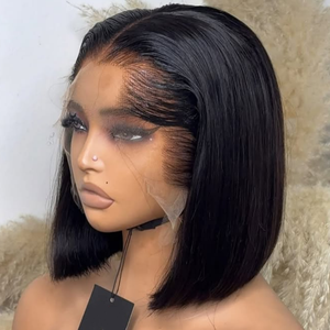 Venta al por Mayor de Pelucas Cortas Bob con Encaje Frontal y Línea de Cabello en Forma de M Estilo Lagos, Cabello Humano Liso sin Procesar, Peluca Frontal de Encaje HD sin Pegamento para Vendedores - Product Image 2