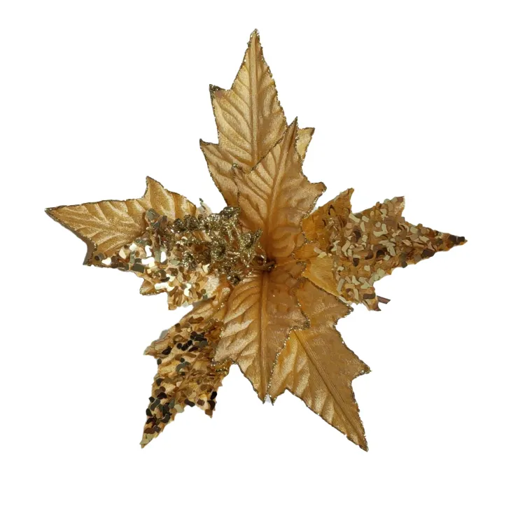 Atacado 34 cm Decoração de Natal Artificial Glitter Decorações de Flores de Natal