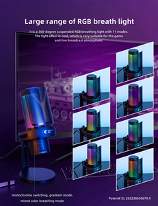 Micrófono profesional OEM de fábrica, condensador de transmisión en vivo, escritorio, RGB, USB, grabación, estudio de juegos, para <span class=keywords><strong>PC</strong></span>, nuevo - Product Image 6