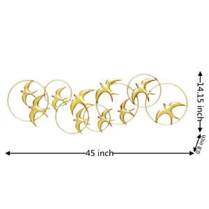 Intérieur de <span class=keywords><strong>maison</strong></span> Chambre à coucher et salon Lobby en fer forgé doré Oie sauvage en métal Décoration murale d'art suspendu - Product Image 6