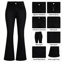 Jean taille haute patte d'éléphant pour femme avec boutons, en denim, idéal pour la piste de danse et les soirées d'hiver