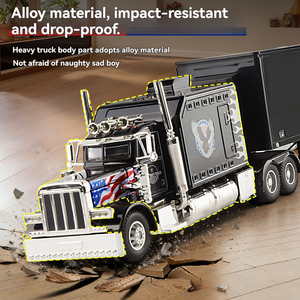 Modèles de voitures à l'échelle 1:24, camions lourds américains Actros, conteneurs, revêtement Peterbilt 389, modèle en alliage métallique, jouet de camion en alliage métallique - Product Image 4