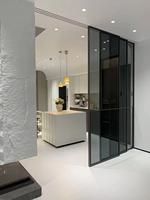 Porte coulissante intérieure en verre trempé à double vitrage, design moderne minimaliste, étanche, profilé fin, pour salle à manger, cuisine, salon