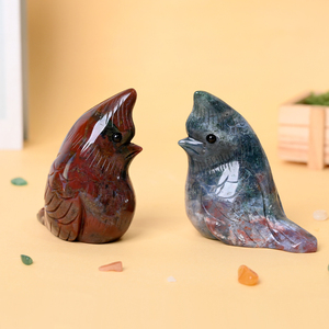 Statue d'oiseau en jaspe océanique sculpté en cristal naturel en gros pour la décoration intérieure - Product Image 1