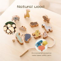 New Animal Montessori Educational Wooden Lacing Toys for Toddlers 1-3 Threading Beads Occupational Therapy Toys for Toddlers