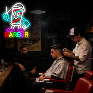 Barber neon LED indoor hanging ambient light hair salon <b>sign</b> display board wall decoration light indicator luminous <b>sign</b> 5V 12V - Product Image 3