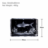 Ornement décoratif pour aquarium, modèle d'animal marin de luxe moderne et écologique, gravé au laser 3D, avec logo personnalisé, Crystal Shark