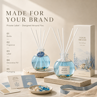 Diffuseur de parfum d'ambiance 150 ml Ocean Reed avec bouteille en verre décorative, parfum personnalisé, marque privée, OEM, collection cadeau pour la maison