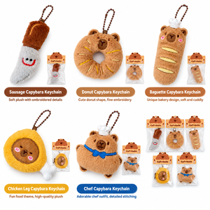 Cute Capybara Plush Keychain Simulation Food Cartoon Bag Charm Soft Portable <b>Gift</b> Pendant for Daily Use - Product Image 1
