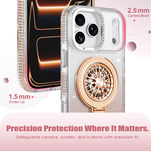 Nouvelle coque de téléphone transparente incrustée de diamants avec support gyroscopique rotatif à 360° pour iPhone 17 Pro Max 16 15 14 13 - Product Image 2