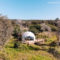 Dôme de glamping sur mesure 5m avec salle de bain, résistant au vent, à la neige et à l'humidité, pour le camping familial quatre saisons avec un excellent retour sur investissement