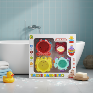 Mondo Bimbi Vasos de Baño 4 piezas Juguetes de Bañera con Forma de Animales para Niños Pequeños de 6+ Meses - Product Image 1
