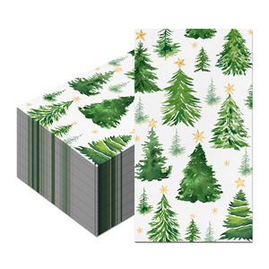 Huancai Noël invité serviettes arbre vert jetable <span class=keywords><strong>papier</strong></span> dîner <span class=keywords><strong>serviette</strong></span> salle de bain essuie-mains pour noël hiver fête fournitures - Product Image 2